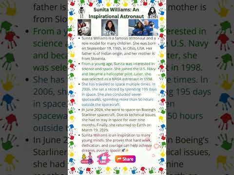 Sunita Williams biography in English | 10 Lines on Sunita Williams | Essay on Sunita Williams | NASA