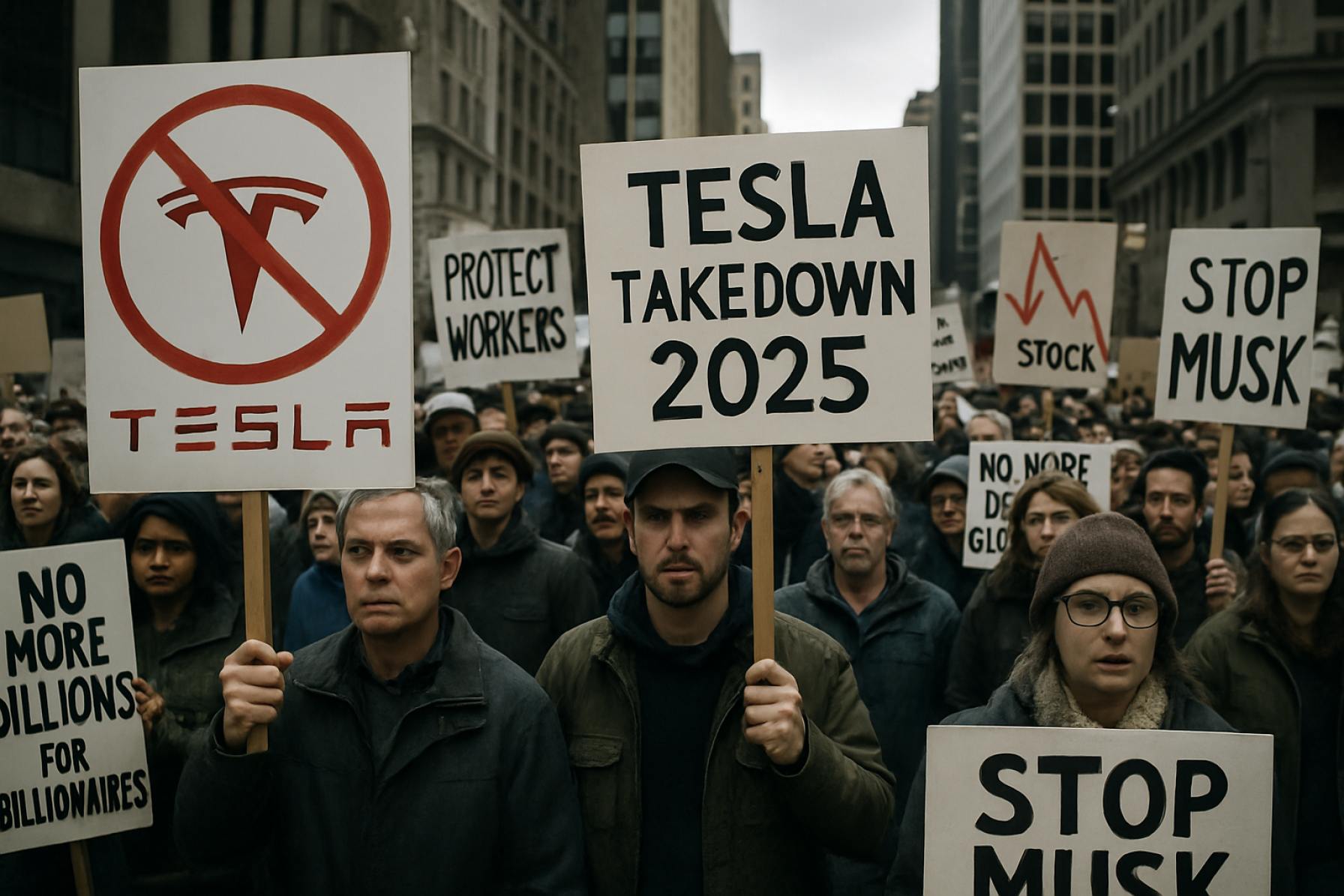 Tesla Takedown 2025: Po celé zemi propukají protesty, zatímco jmění Elona Muska — a akcie Tesly — klesají 